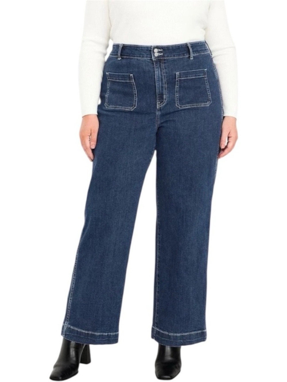 Old Navy Mariner Sky-Hi
Wide Leg Jeans 6 Dark Wash High
Rise Patch Pocket